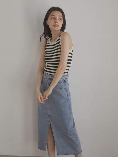 Front slit denim XJ[g